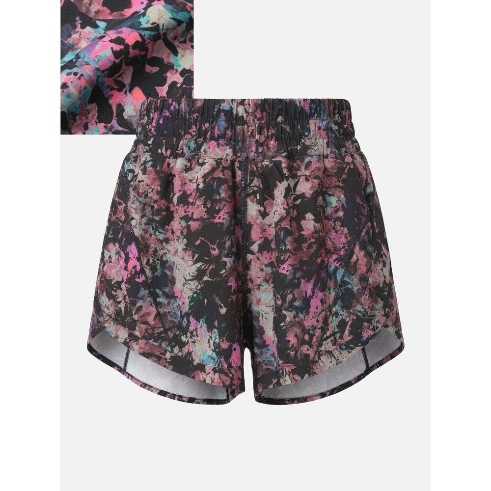 Lululemon Hotty Hot Shorts Womens Sz 2 4" Multicolor Abstract Floral Athleisure